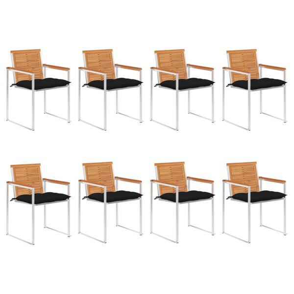 vidaXL Chaises de jardin lot de 8 avec coussins Bois d'acacia solide