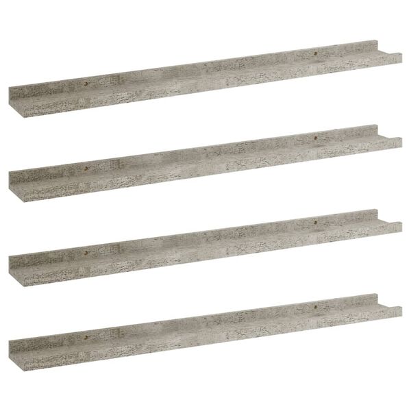 vidaXL &Eacute;tag&egrave;res murales 4 pcs Gris b&eacute;ton 80x9x3 cm