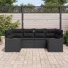 vidaXL Ensemble de canap&eacute; de jardin avec coussin 6 pcs Noir Poly rotin
