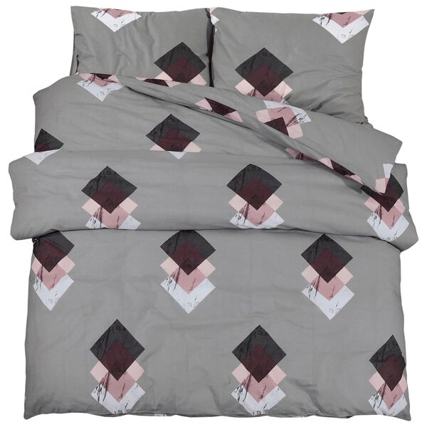 vidaXL Ensemble de housse de couette Gris 200x200 cm Coton
