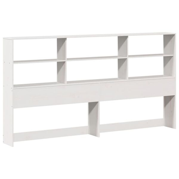 vidaXL T&ecirc;te de lit avec rangement blanc 180 cm bois massif de pin