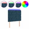 vidaXL T&ecirc;te de lit &agrave; LED Bleu fonc&eacute; 90x7x118/128 cm Velours
