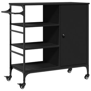 vidaXL Chariot de cuisine noir 87,5x38,5x84,5 cm bois d'ing&eacute;nierie