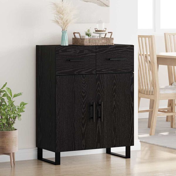 vidaXL Buffet Ch&ecirc;ne noir 69,5 x 34 x 90 cm Bois d'ing&eacute;nierie