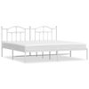 vidaXL Cadre de lit m&eacute;tal sans matelas et t&ecirc;te de lit blanc 193x203 cm