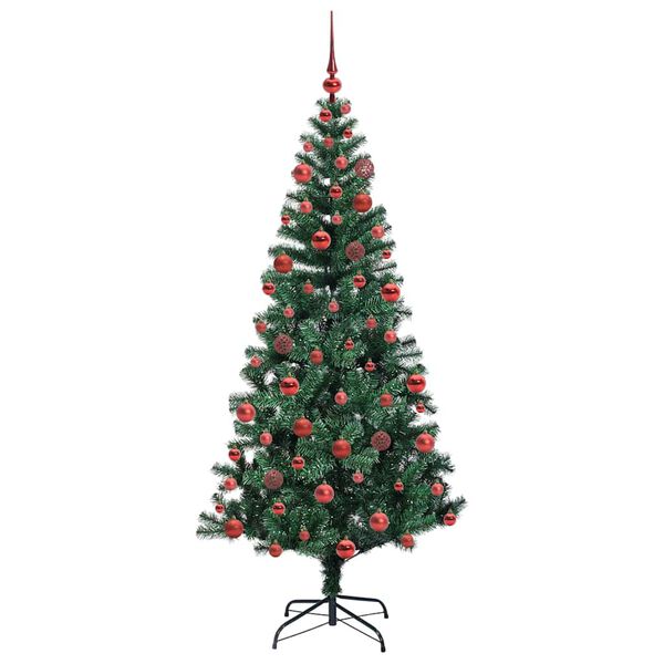 vidaXL Sapin de Noël artificiel pré-éclairé Vert 180 cm PVC et métal