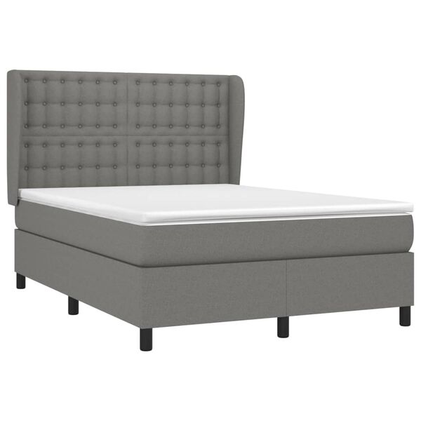 vidaXL Sommier à lattes de lit avec matelas Gris foncé 140x200cm Tissu
