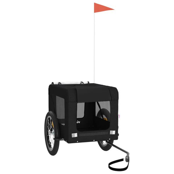 vidaXL Remorque de v&eacute;lo pour animaux de compagnie noir