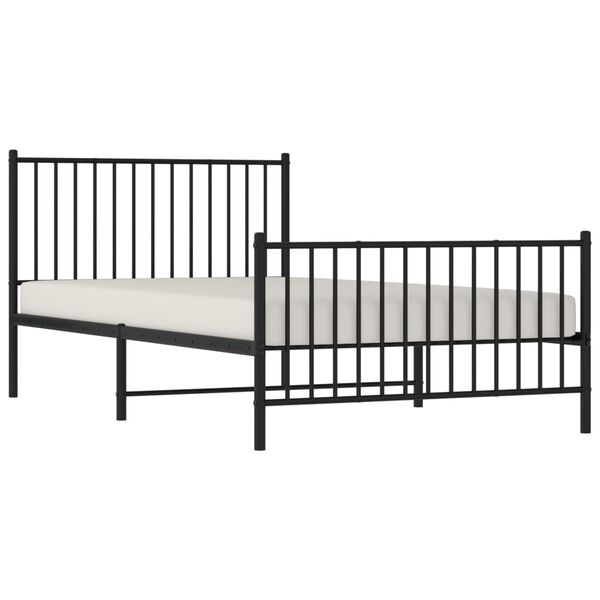 vidaXL Cadre de lit m&eacute;tal sans matelas avec pied de lit noir 107x203cm