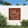 vidaXL D&eacute;coration murale jardin 55x55 cm acier corten design d'herbe