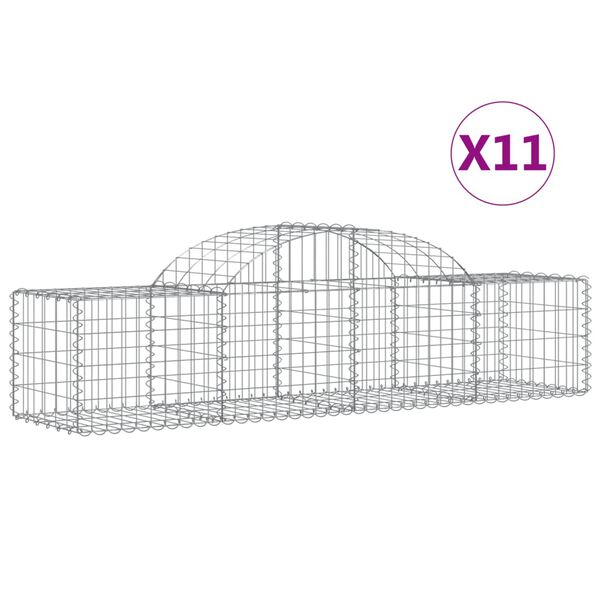 vidaXL Paniers à gabions arqués 11 pcs 200x50x40/60 cm fer galvanisé
