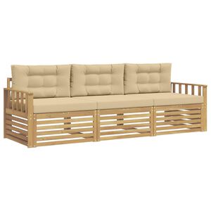 vidaXL Ensemble de canap&eacute;s d'ext&eacute;rieur 3 pc Blanc et Beige Polyester