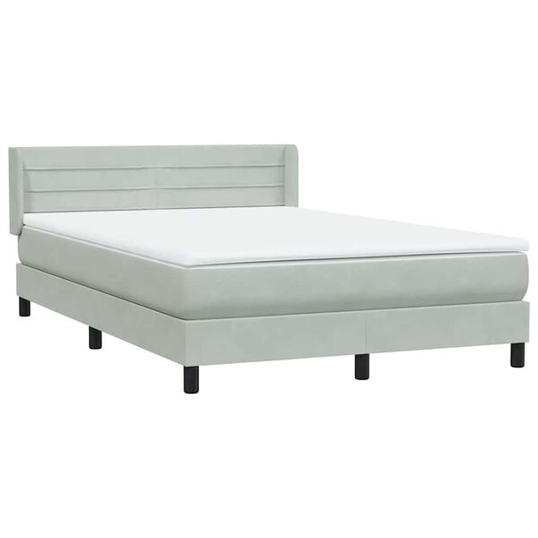 vidaXL Sommier &agrave; lattes de lit et matelas gris clair 140x210cm velours