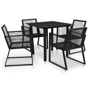 vidaXL Ensemble &agrave; manger d'ext&eacute;rieur 5 pcs Rotin PVC Noir