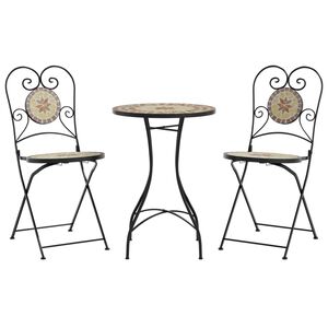vidaXL Ensemble de bistro mosa&iuml;que terre cuite blanc fer et c&eacute;ramique