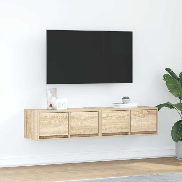 vidaXL Meubles TV 2 pcs ch&ecirc;ne sonoma 60x31x25,5 cm bois d'ing&eacute;nierie