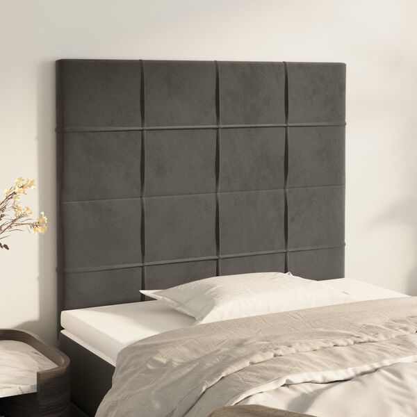 vidaXL T&ecirc;te de lit Gris fonc&eacute; 100x5x118/128 cm Velours