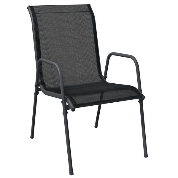 vidaXL Ensemble &agrave; manger de jardin 5 pcs noir textil&egrave;ne et acier