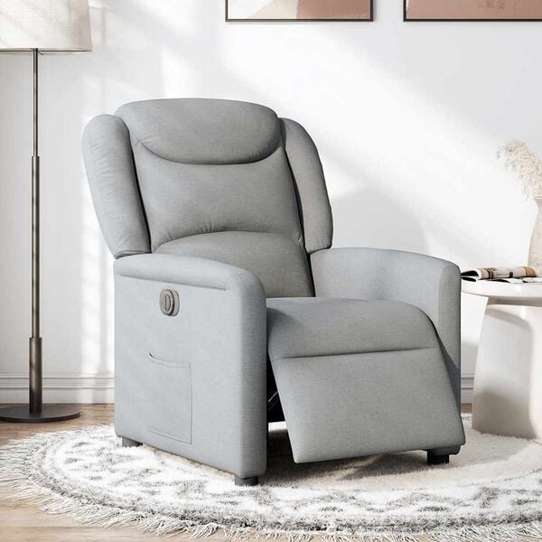 vidaXL Fauteuil inclinable &eacute;lectrique Gris clair Tissu