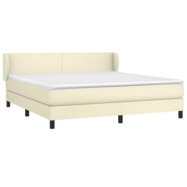 vidaXL Sommier &agrave; lattes de lit avec matelas Cr&egrave;me 180x200cm Similicuir