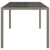vidaXL Table de jardin Gris 190x90x75 cm Verre trempé/résine tressée