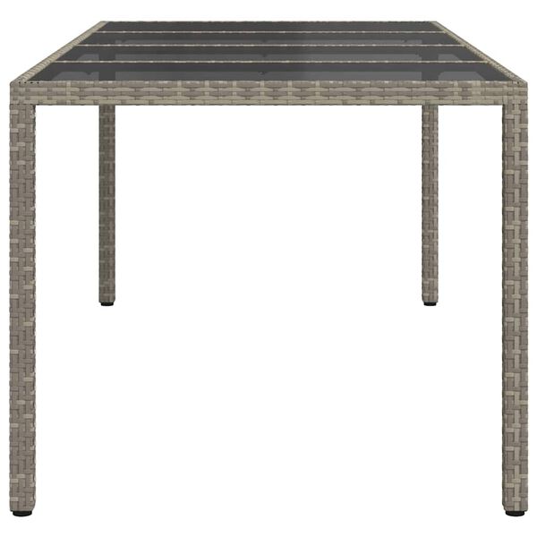 vidaXL Table de jardin Gris 190x90x75 cm Verre trempé/résine tressée