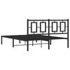 vidaXL Cadre de lit m&eacute;tal sans matelas avec t&ecirc;te de lit noir 135x190cm