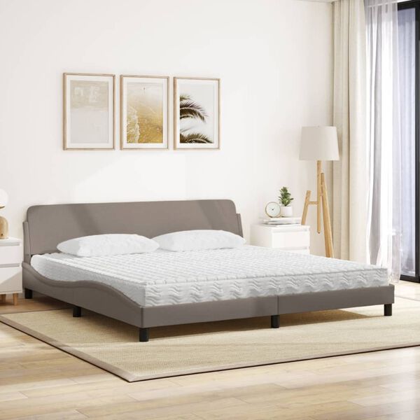 vidaXL Lit avec matelas Dover taupe 200x200 cm tissu