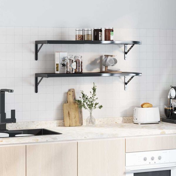 vidaXL Supports d'étagères 4 pcs 30x2,5x15,5 cm noir acier inoxydable