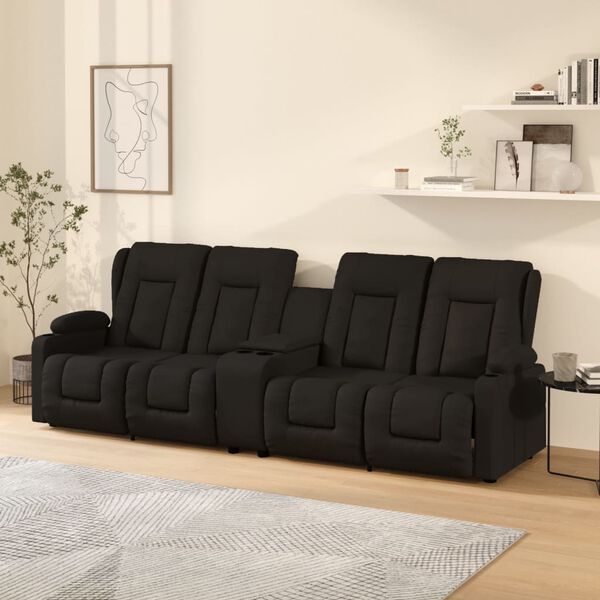 vidaXL Fauteuil inclinable et porte-gobelets 4 places noir similicuir