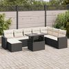 vidaXL Salon de jardin 9 pcs avec coussins noir r&eacute;sine tress&eacute;e