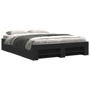 vidaXL Cadre de lit sans matelas noir 150x200 cm bois d'ing&eacute;nierie