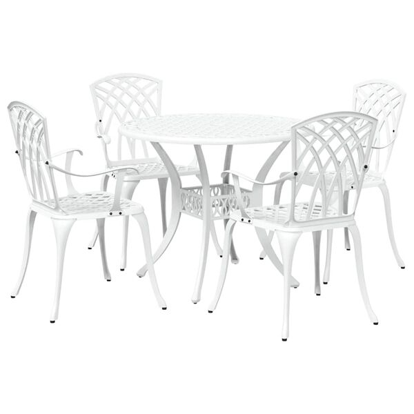 vidaXL Ensemble de salle &agrave; manger pour jardin 5 pcs Blanc Aluminium