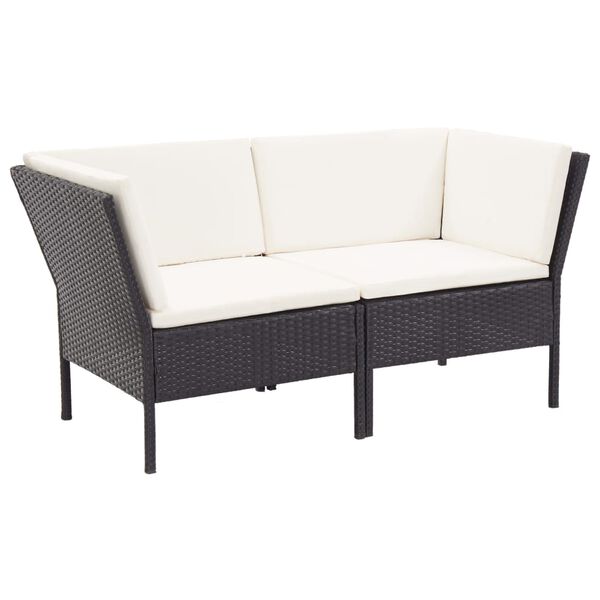 vidaXL Salon de jardin 8 pcs avec coussins résine tressée noir
