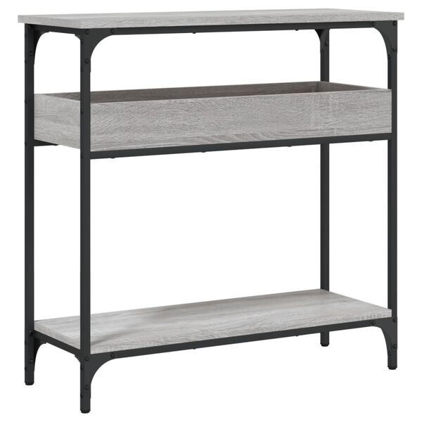 vidaXL Table console avec &eacute;tag&egrave;re sonoma gris 75x29x75 cm