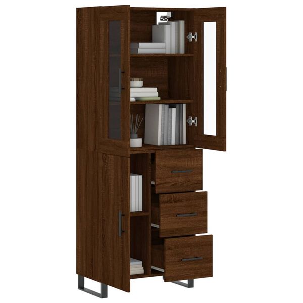 vidaXL Buffet haut Ch&ecirc;ne marron 69,5x34x180 cm Bois d'ing&eacute;nierie