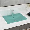 vidaXL Lavabo avec trou de robinet Vert clair mat 60x46 cm C&eacute;ramique