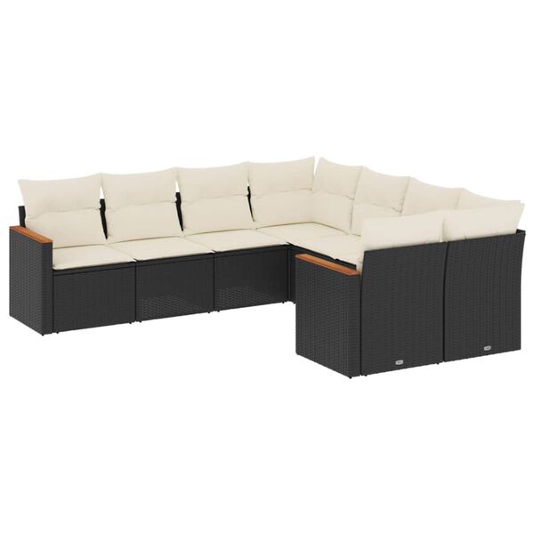 vidaXL Salon de jardin 8 pcs avec coussins noir r&eacute;sine tress&eacute;e
