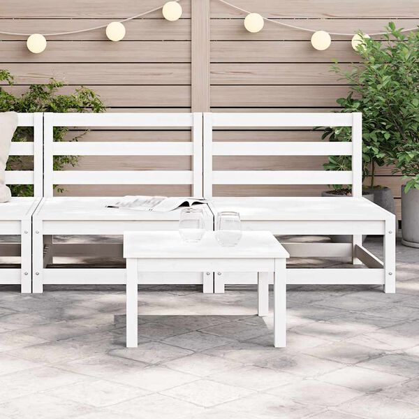 vidaXL Canap&eacute;s centraux de jardin 2 pcs blanc bois de pin massif