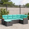vidaXL Salon de jardin 6 pcs avec coussins noir r&eacute;sine tress&eacute;e