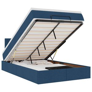 vidaXL Lit ottoman avec matelas et LED bleu 120x190 cm tissu