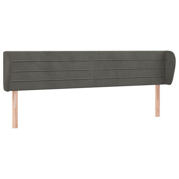 vidaXL T&ecirc;te de lit avec oreilles Gris fonc&eacute; 203x23x78/88 cm Velours