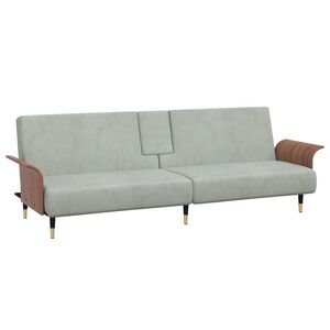 vidaXL Canap&eacute;-lit avec porte-gobelets gris clair velours