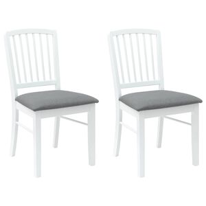 vidaXL Chaises de salle &agrave; manger 2 pc Bois de Caoutchouc Massif Blanc