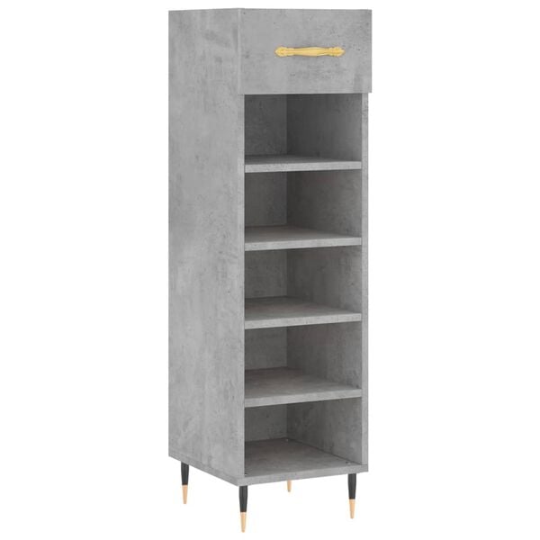 vidaXL Armoire &agrave; chaussures gris b&eacute;ton 30x35x105 cm bois d'ing&eacute;nierie