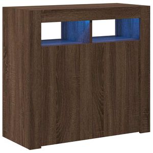 vidaXL Buffet avec lumi&egrave;res LED ch&ecirc;ne marron 80x35x75 cm