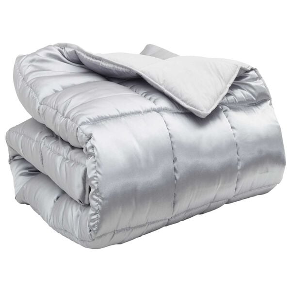 vidaXL Duvet d'hiver Argent&eacute; 240 x 200 cm Satin et Microfibre