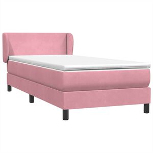 vidaXL Sommier &agrave; lattes de lit avec matelas rose 90x220 cm velours