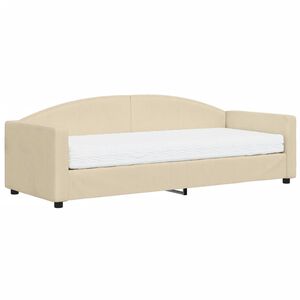 vidaXL Lit de jour avec matelas cr&egrave;me 80x200 cm tissu