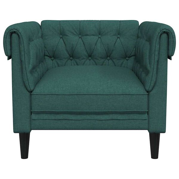 vidaXL Fauteuil Chesterfield vert foncé tissu